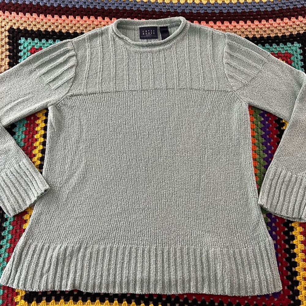 Vintage Y2K Chenille Pastel Soft Ribbed Knit Mockneck Tunic Sweater Craz… - Picture 8 of 15